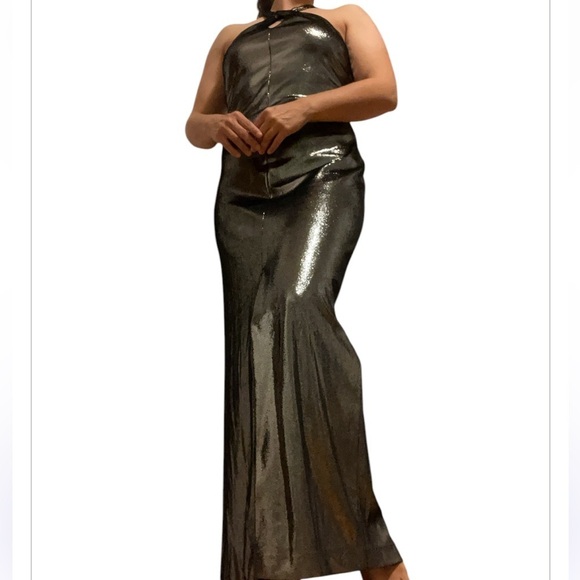 Alex Evenings Dresses & Skirts - Alex Evenings Liquid Silver Maxi Sleeveless Dress Size 8